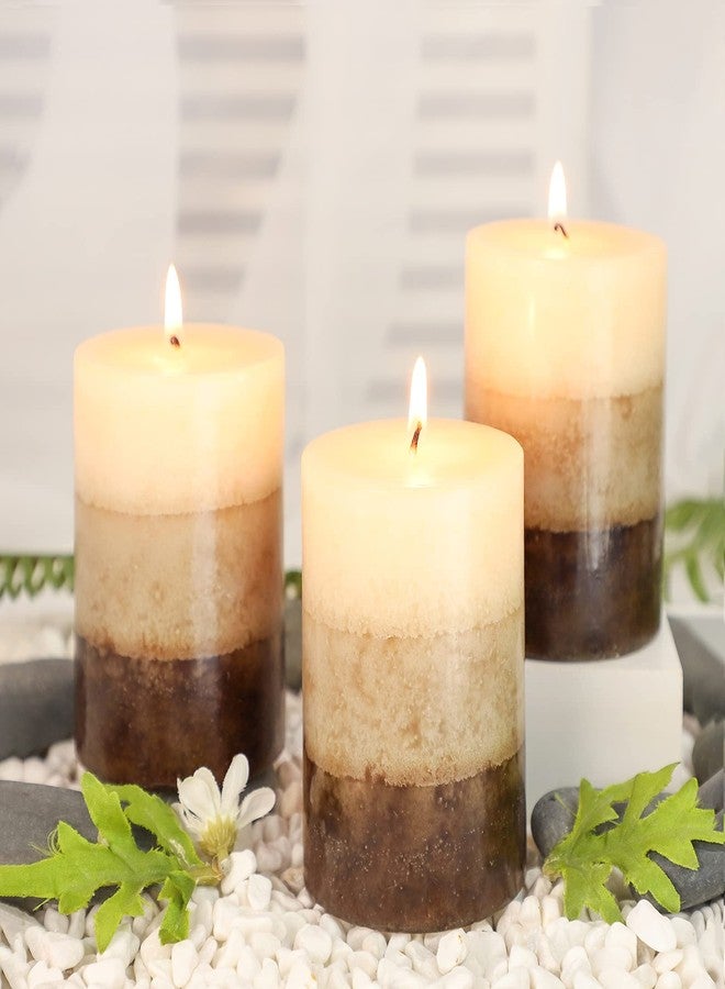 Immeiscent Pillar Candles Vanilla Cupcake Scented Immeiscent Aromatherapy Candle 50+ Hours Clean Burning Long Lasting Mottled Layered Candles for Home Scented SPA Restaurant Set of 3 - Image 1