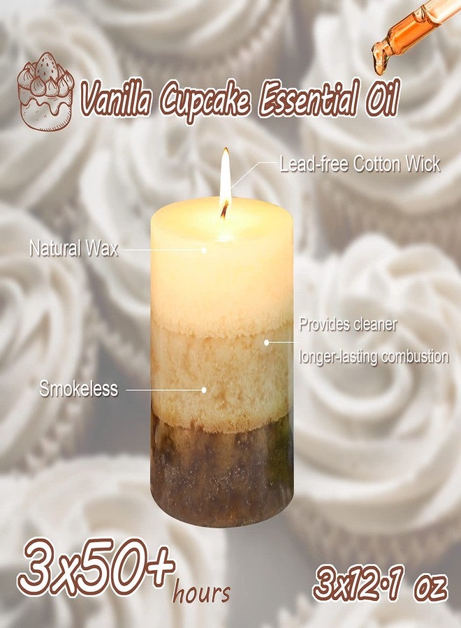Immeiscent Pillar Candles Vanilla Cupcake Scented Immeiscent Aromatherapy Candle 50+ Hours Clean Burning Long Lasting Mottled Layered Candles for Home Scented SPA Restaurant Set of 3 - Image 4