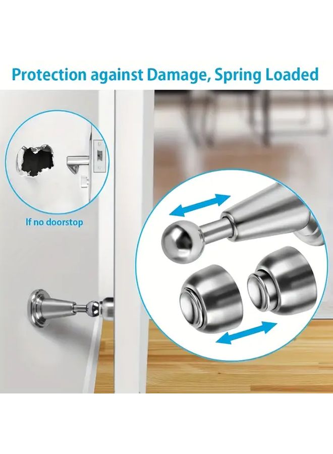 2Pcs Magnetic Door Stoppers Stainless Steel No Drill Wall Floor Mount Strong Hold - Image 5
