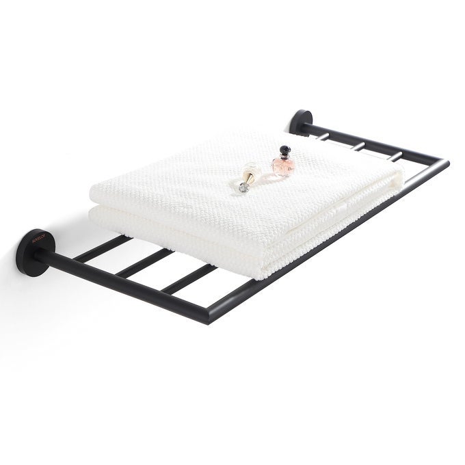 TOWEL RACKS FOR BATHROOM BLACK TOWEL SHELF WALL MOUNTED AND MODERN HOTEL STYLE WITH TOWEL BAR 2575 INCH SINGLE TOWEL RACK MATTE BLACK 077090MB LEO SERIES