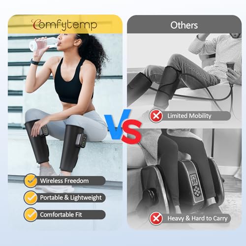 Comfytemp Cordless Calf Massager for Circulation and Pain Relief FSA Eligible HSA Portable Leg Massage with Heat and Compression Birthday Gift for Men Women Seniors Recovery for RLS Edema Muscles - Image 5