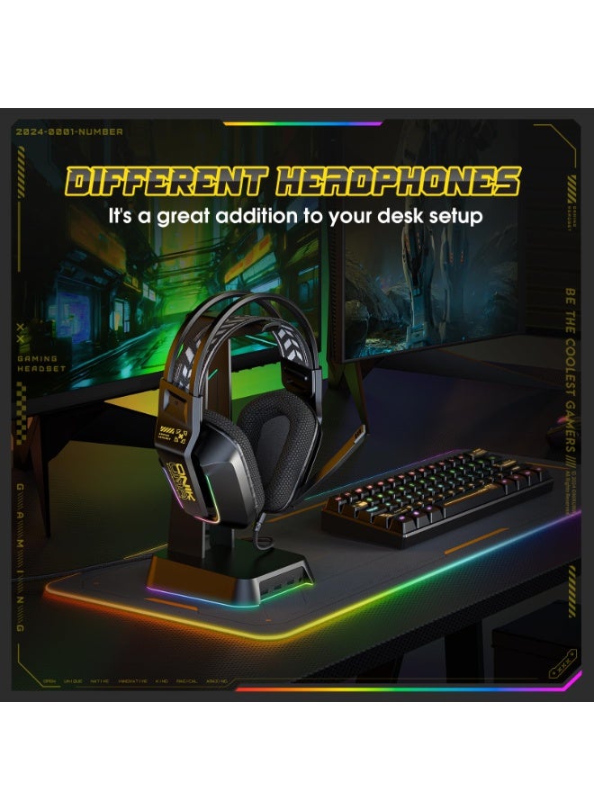 onikuma Wired Gaming Headset with RGB Lighting, 50mm Drivers, Noise-Cancelling Mic, USB & 3.5mm Jack, Over-Ear PC Headphones for PS5, PS4, Xbox, Laptop, Phone – Comfortable Fit, Surround Sound (Wired-Black) - Image 5