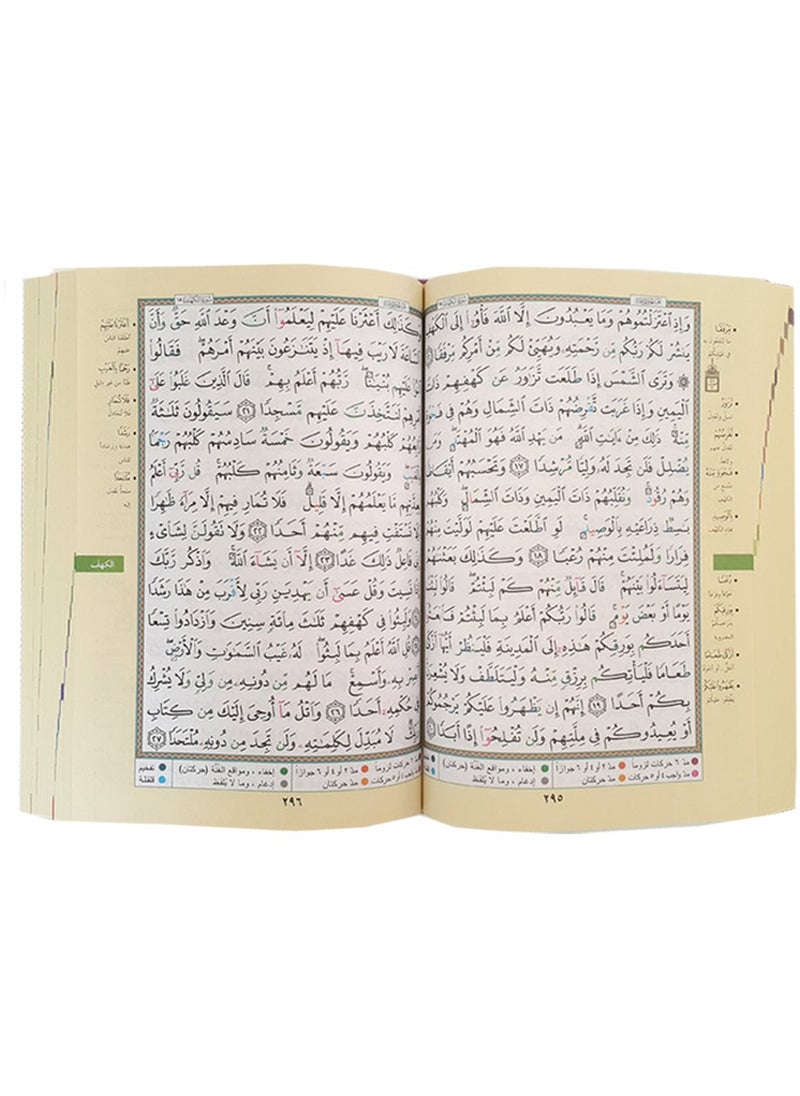 REBENUO - Tajweed Quran with interpretation of words and index of Quranic topics in colored leather cover, medium size 20/14 cm, pink - Image 1