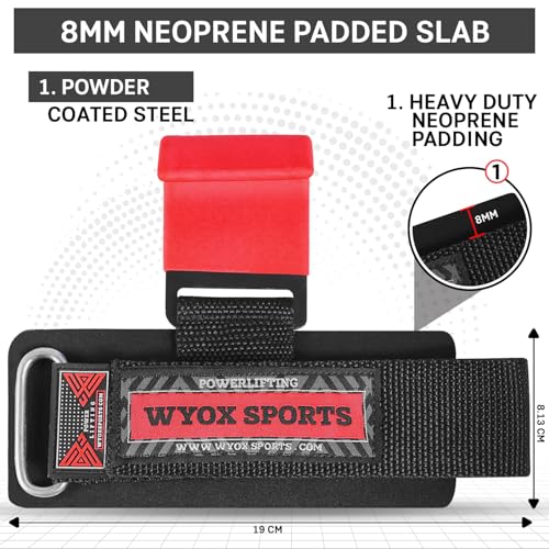 WYOX Weight Lifting Hooks for Men & Women (Pair) – Heavy Duty Wrist Support Straps with Hooks for Deadlifts, Pull Ups, Shrugs – Gym Lifting Straps with Grip Assist for Weightlifting & Strength Training - Image 2