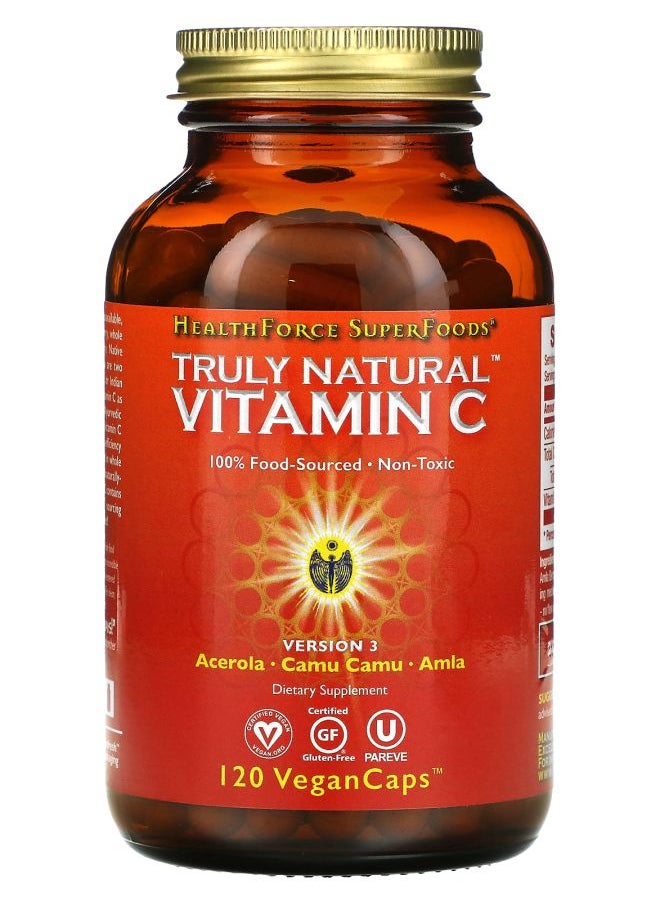 HEALTHFORCE SUPERFOODS Truly Natural Vitamin C 120 Vegan Caps 