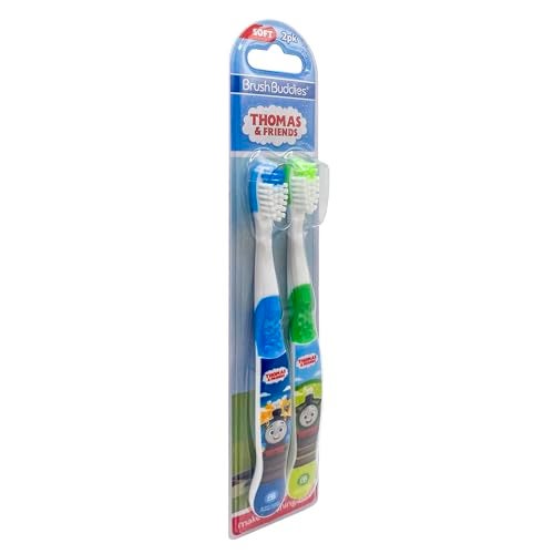 Brush Buddies Thomas and Friends Kids Toothbrush Twin Pack Manual Toothbrushes for Toddlers and Children Soft Bristles Character Toothbrush for Boys and Girls Ages 3 Plus Green and Blue - Image 3