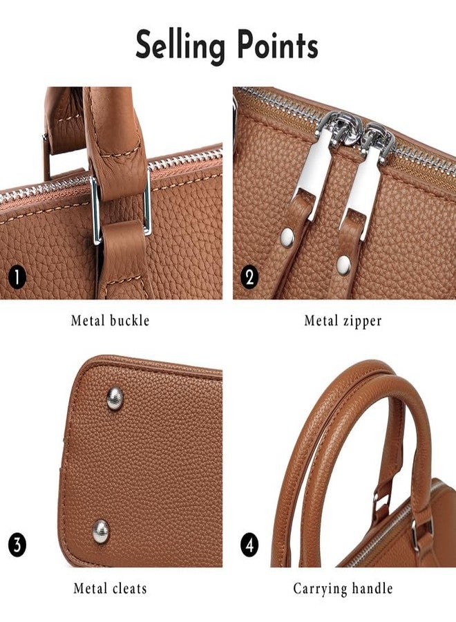 Caitina Women's Top Handle Crossbody Bags PU Leather Satchel Bags with Detachable Strap Purse for Women Red Brown - Image 5