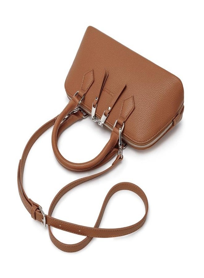 Caitina Women's Top Handle Crossbody Bags PU Leather Satchel Bags with Detachable Strap Purse for Women Red Brown - Image 3