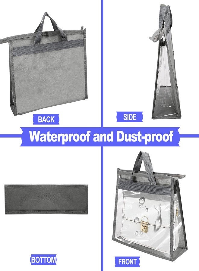 Bgtecho 2 Pcs Dust Bags for Handbags, Transparent Purse Protector Bag, Clear Handbag Storage Organizer for Closet, Dust Bag Handbag Purse Storage with Zipper and Handle, Grey, XL Size - Image 4