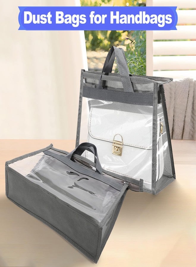Bgtecho 2 Pcs Dust Bags for Handbags, Transparent Purse Protector Bag, Clear Handbag Storage Organizer for Closet, Dust Bag Handbag Purse Storage with Zipper and Handle, Grey, XL Size - Image 5