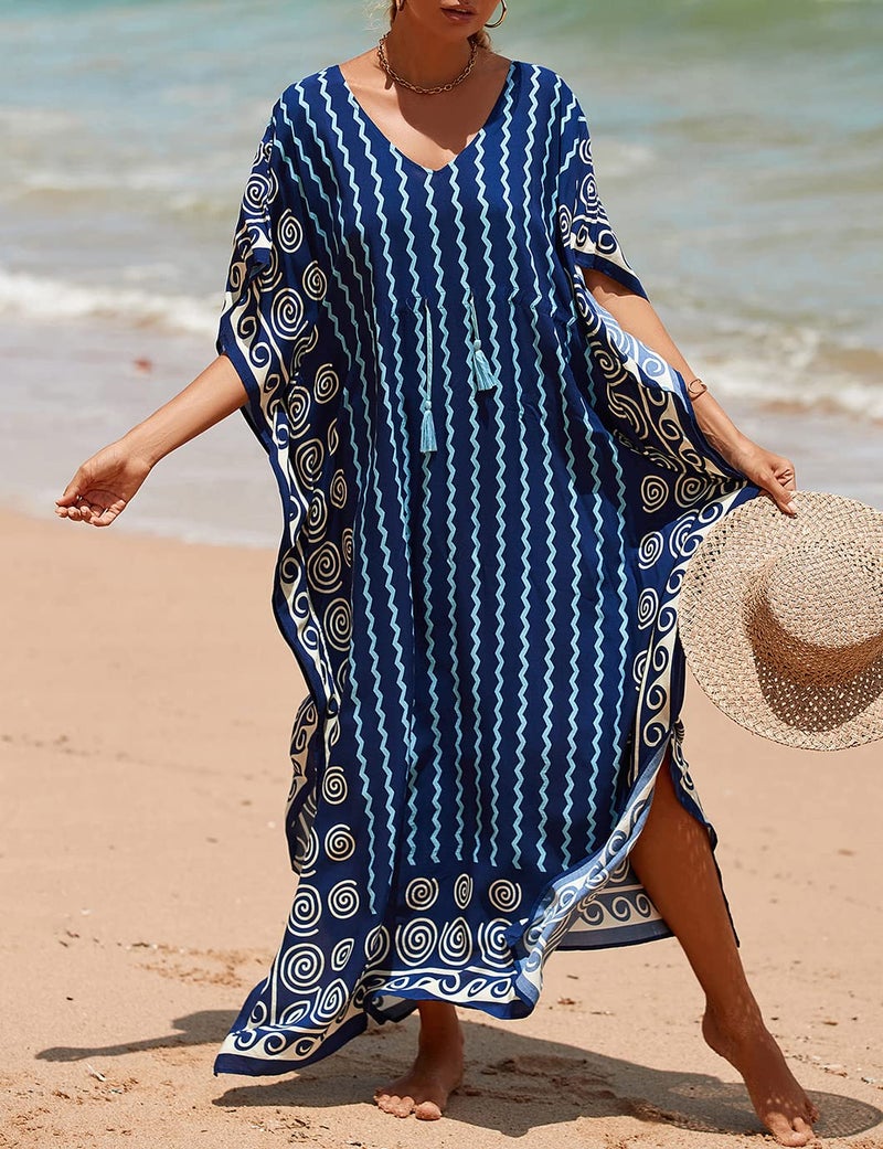 Eddoyee Loose Beach Kaftan Dresses for Women Caftan Swimsuit Cover Up - Image 2