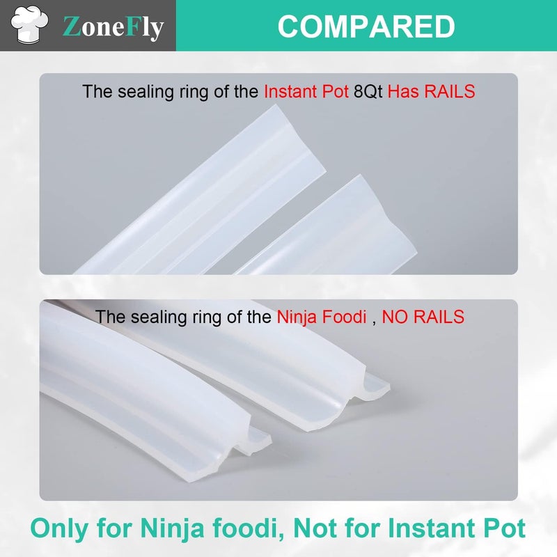 ZoneFly Original Ninja Foodi Sealing Ring Silicone Gasket for Ninja Foodi FD401/FD302/OS401/OS301/OP401/OP302 Pressure Cooker 6.5 Qt and 8 Quart Replacement Gasket Air Fryer Parts - 2 Pack - Image 3