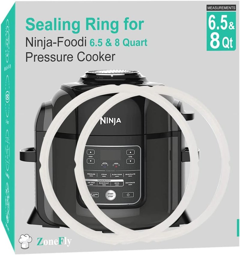 ZoneFly Original Ninja Foodi Sealing Ring Silicone Gasket for Ninja Foodi FD401/FD302/OS401/OS301/OP401/OP302 Pressure Cooker 6.5 Qt and 8 Quart Replacement Gasket Air Fryer Parts - 2 Pack - Image 1