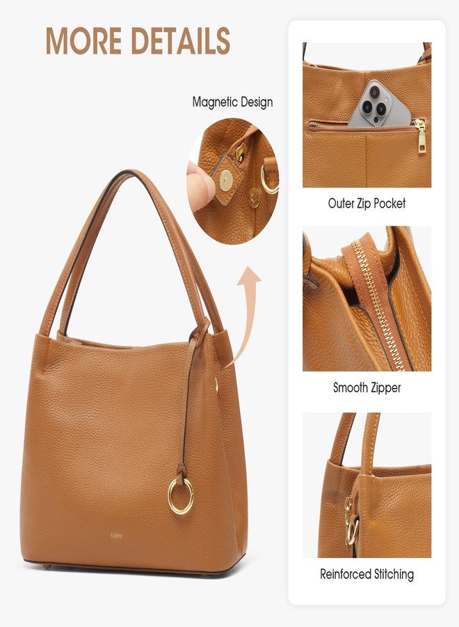 Kattee Leather Purses for Women, Crossbody Bags for Women Trendy 2025, Top Handle Handbags Satchel Bags with Adjustable Strap, Brown - Image 5