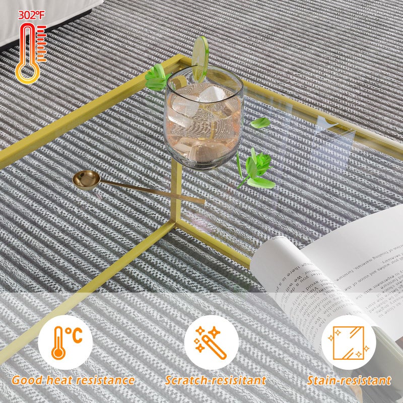 Easy Paws Glass Coffee Table Modern Center Table,Minimalist Coffee Table Sofa Side Tea Table for Living Room,Tempered Glass-top with Sturdy Metal Frame, Easy Assembly,26.4 x 26.4 x 15.7 Inches, Gold - Image 3