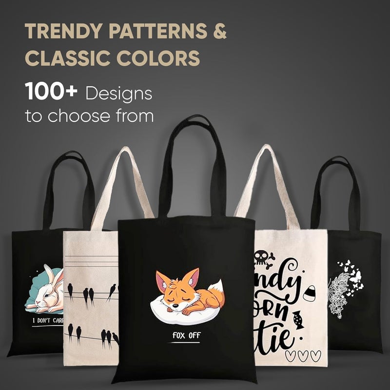 STRUTT Foldable Canvas Tote Bag for Women, Tote Bag for College Girls,100% Organic Cotton Reusable Shopping Bag for Grocery, Eco-Friendly Multi-Purpose Bag for Travel & Daily Use - Awesome - Image 3