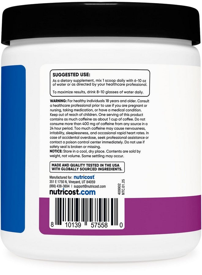 Nutricost Creatine + Energy 30 Servings (Grape Flavored) - 5,000mg Creatine Monohydrate + 350mg Energy Complex Per Serving - Image 4