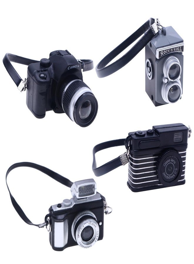 HYSTYLE 4 Pcs Miniature Camera 1:4 Scale Mini SLR Camera Model Mini Dollhouse Vintage Camera Model for Dollhouse Decoration Accessories Photography Props - Image 1