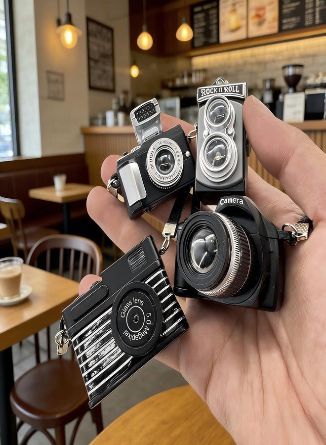 HYSTYLE 4 Pcs Miniature Camera 1:4 Scale Mini SLR Camera Model Mini Dollhouse Vintage Camera Model for Dollhouse Decoration Accessories Photography Props - Image 4