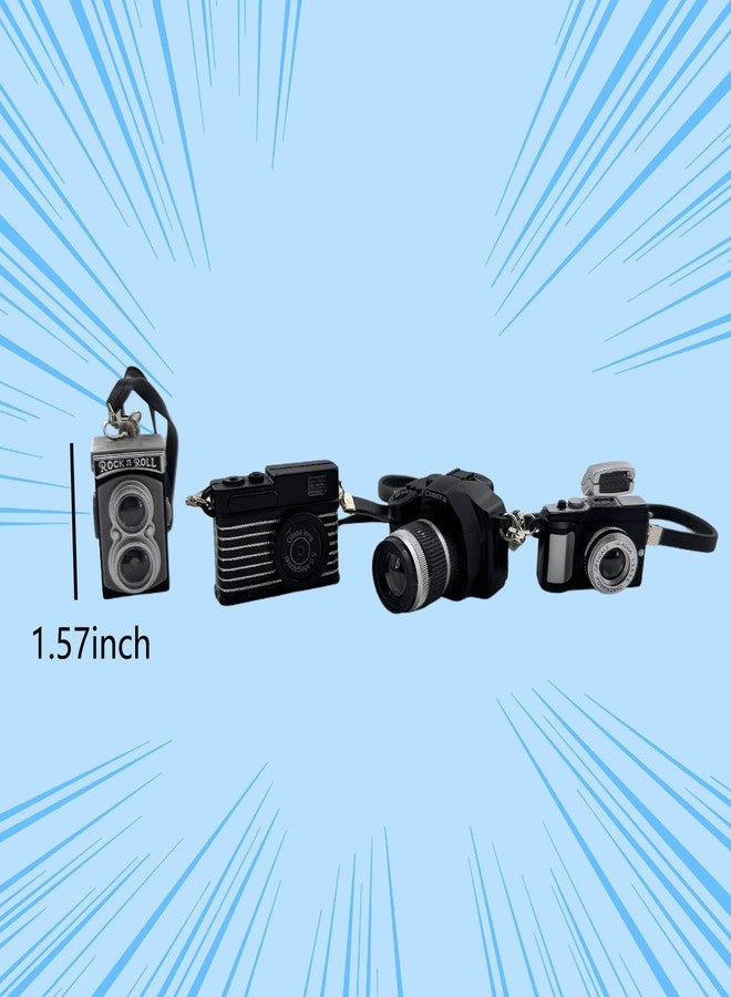 HYSTYLE 4 Pcs Miniature Camera 1:4 Scale Mini SLR Camera Model Mini Dollhouse Vintage Camera Model for Dollhouse Decoration Accessories Photography Props - Image 2