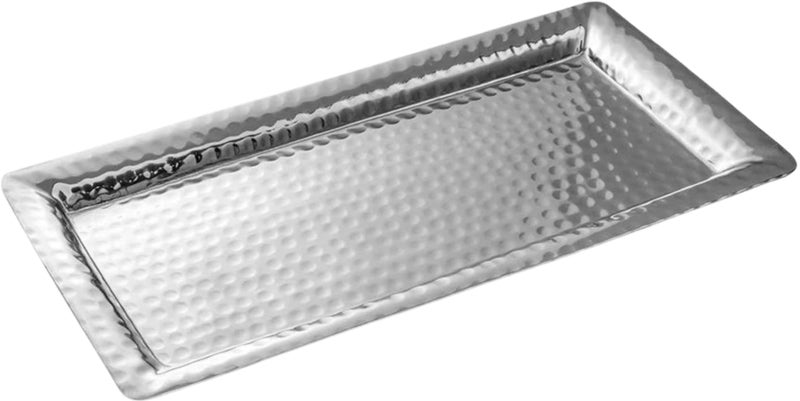 Monarch Abode Hand Hammered Metal Serving Tray 12Inch Nickel Finish  Rectangle Serving Platter Small Serving Tray for Party Fruit Platter Dessert Trays Serving Dishes