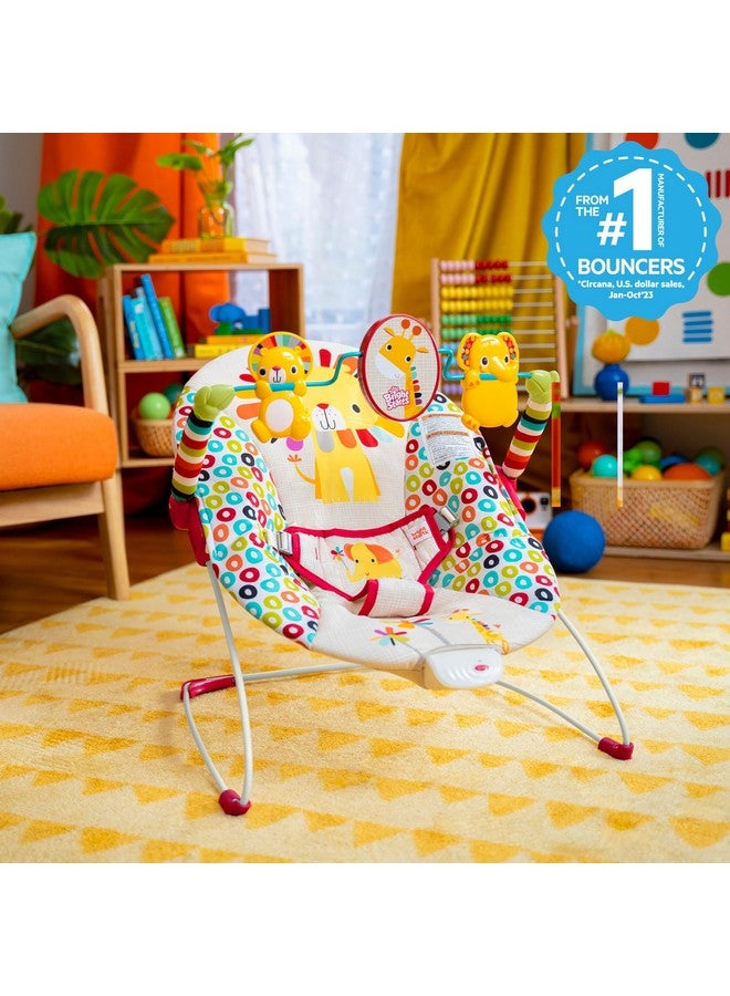 Bright Starts Portable Baby Bouncer Soothing Vibrations Infant Seat with Removable-Toy-Bar, 0-6 Months 6-20 lbs (Playful Pinwheels) - Image 1