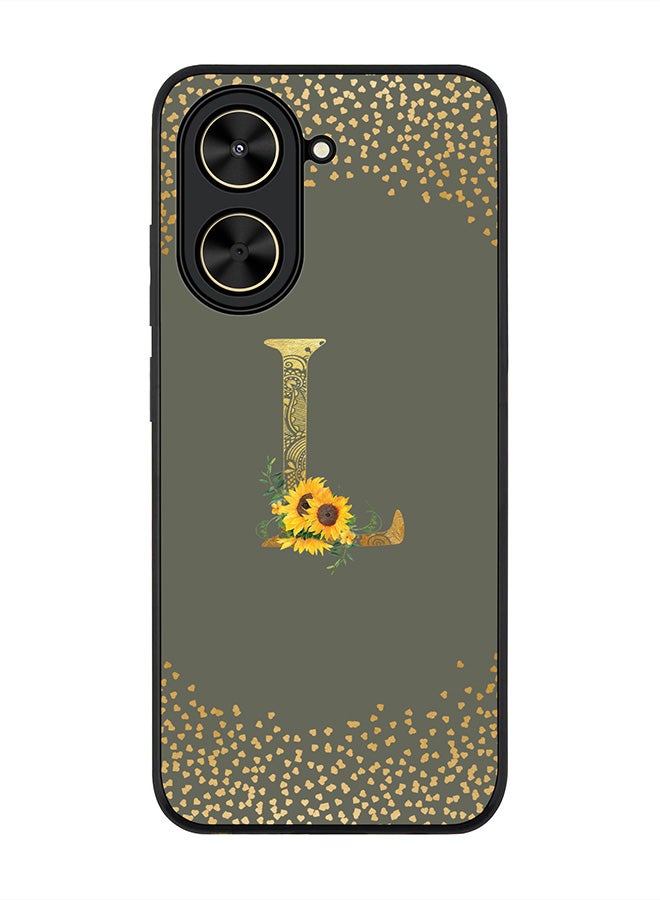Stylizedd For Xiaomi Poco C71 / Redmi A5 4G Case,Slim fit Camera Protection, Shockproof Thin Phone cover  - Custom Floral Monogram - L  (Olive Green )