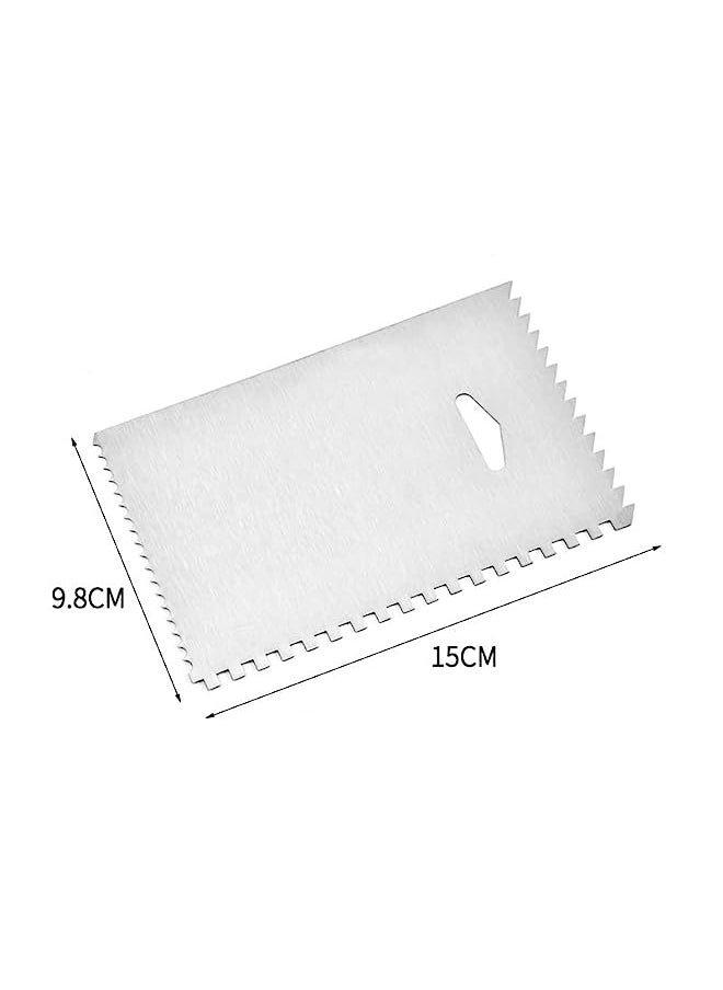 erorex - Set of 2 Stainless Steel Cake Scraper Aluminum Decorating Comb Design – Cake Side Icing Scraper - Cake Icing Smoother Edge Set For Decorating Butter Cream Bakeware Tools - Image 1