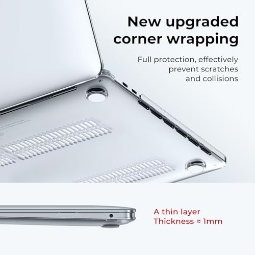 EooCoo Case Compatible with MacBook Pro 13 inch M2 2024 2023 2022-2016 Release M1 A2338 A2289 A2251 A2159 A1989 A1706 A1708 Protective Hard Case with Keyboard Cover, Screen Protector, Crystal Clear - Image 3