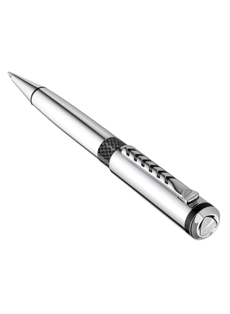 Ducati Corse Stile Gents Pen with Medium Drill Point, Firm Grip, Blue Ink, Black Carbon Fiber & Stainless Steel Accents - 140 mm
