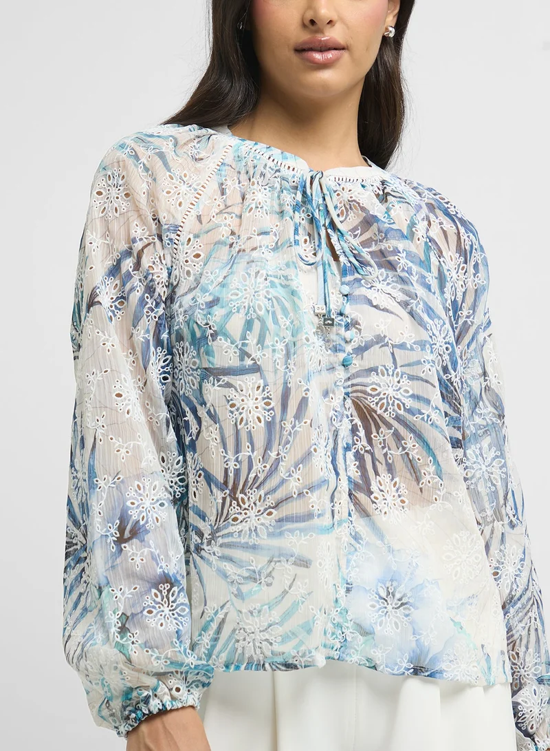 GUESS LS DANILE EMBRO TOP