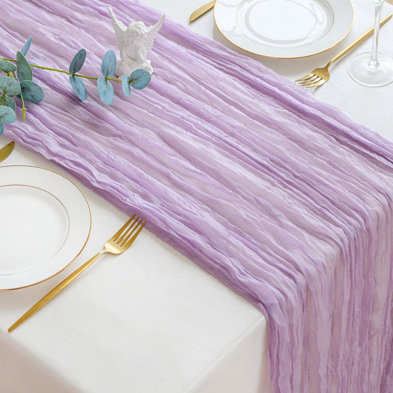 Sioloc Lilac Purple Lavender Cheesecloth Table Runner 120'' x 35'',Spring Easter Decor Soft Gauze Boho Wedding Table Decor for 10ft Table Birthday Party,Baby Shower, Bridal Shower, Home & Event Decor - Image 5