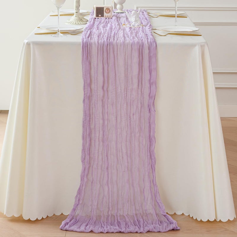 Sioloc Lilac Purple Lavender Cheesecloth Table Runner 120'' x 35'',Spring Easter Decor Soft Gauze Boho Wedding Table Decor for 10ft Table Birthday Party,Baby Shower, Bridal Shower, Home & Event Decor - Image 4