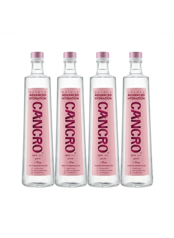CANCRO DRINK Cancro 125 PPM Deuterium Depleted Drink Non Carbonated Water Based Beverage 750ml Pack of 4 - Image 1