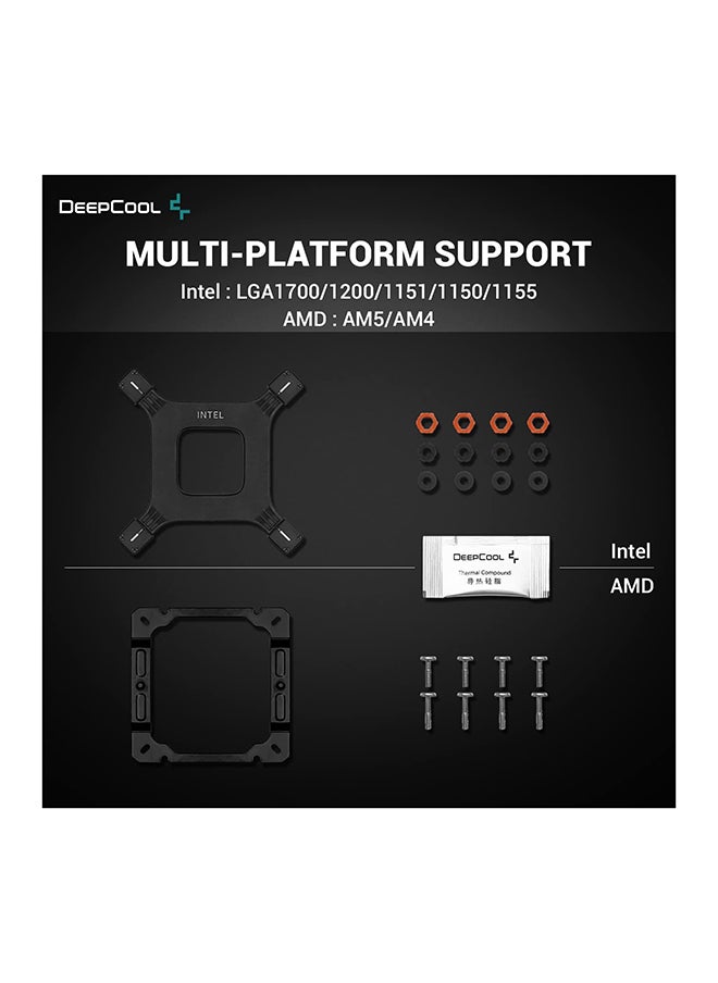 DEEPCOOL - AG400 BK ARGB Single Tower 120mm CPU Cooler, 2000RPM Fan Speed, 75.89CFM Airflow,  ARGB LED, 3.36W Power, ≤31.6 dB(A) Fan Noise, LGA1700/1200/AM5/AM4 Black | R-AG400-BKANMC-G-2 - Image 1