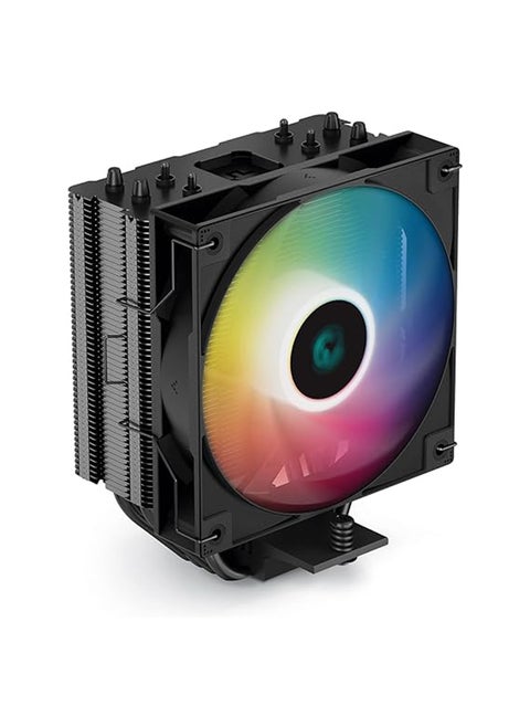 DeepCool AG400 BK ARGB مبرد وحدة المعالجة المركزية ببرج واحد 120 مم، سرعة مروحة 2000 دورة في الدقيقة، تدفق هواء 75.89CFM، ARGB LED، طاقة 3.36 وات، ضوضاء مروحة 31.6 ديسيبل (أ)، LGA1700/1200/AM5/AM4 أسود | R-AG400-BKANMC-G-2