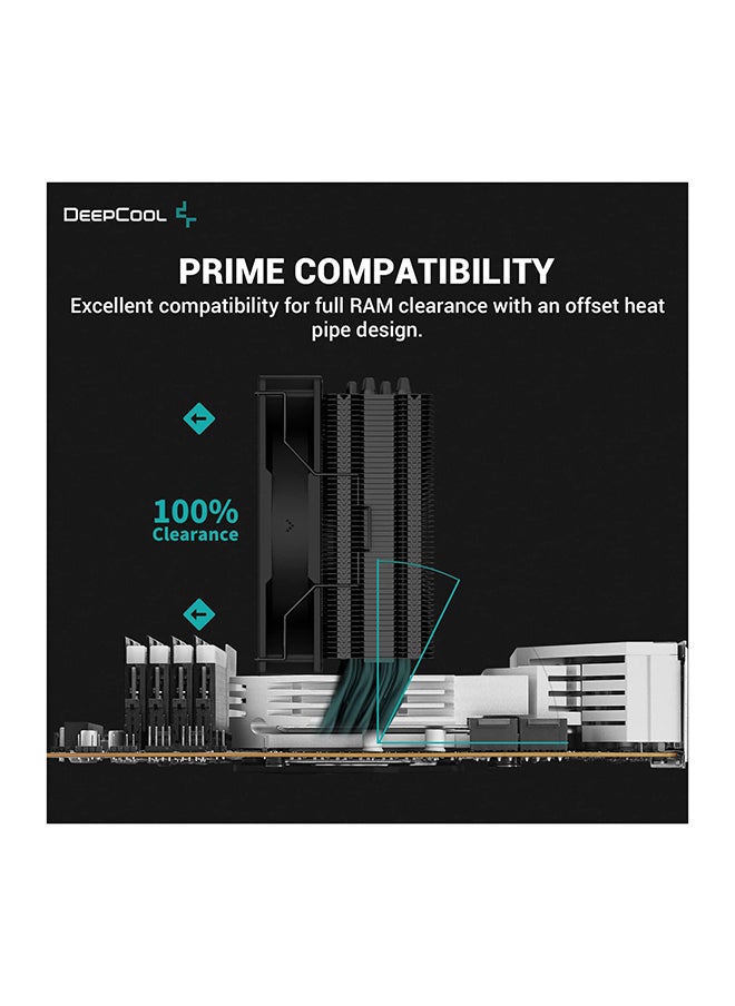 DEEPCOOL - AG400 BK ARGB Single Tower 120mm CPU Cooler, 2000RPM Fan Speed, 75.89CFM Airflow,  ARGB LED, 3.36W Power, ≤31.6 dB(A) Fan Noise, LGA1700/1200/AM5/AM4 Black | R-AG400-BKANMC-G-2 - Image 1