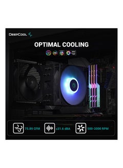 DEEPCOOL AG400 BK ARGB Single Tower 120mm CPU Cooler, 2000RPM Fan Speed, 75.89CFM Airflow,  ARGB LED, 3.36W Power, ≤31.6 dB(A) Fan Noise, LGA1700/1200/AM5/AM4 Black | R-AG400-BKANMC-G-2  - Image 4