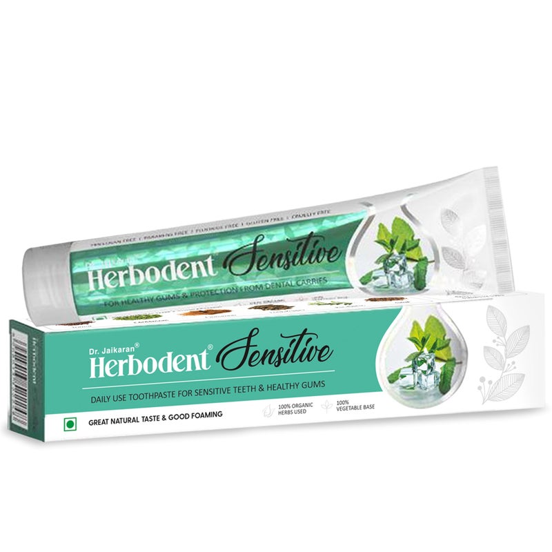 Herbodent® Sensitive Toothpaste for Enamel Repair & Cavity Protection, Fluoride Free, Sensitive Care with Natural Mouthwash & Gum Strengthening Herbs - Clove, Tomar & more (Mint, 185g - Pack of 1) - Image 1