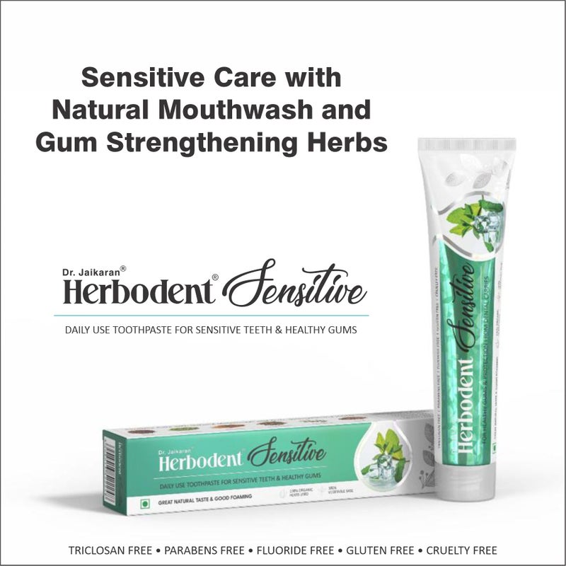 Herbodent® Sensitive Toothpaste for Enamel Repair & Cavity Protection, Fluoride Free, Sensitive Care with Natural Mouthwash & Gum Strengthening Herbs - Clove, Tomar & more (Mint, 185g - Pack of 1) - Image 4