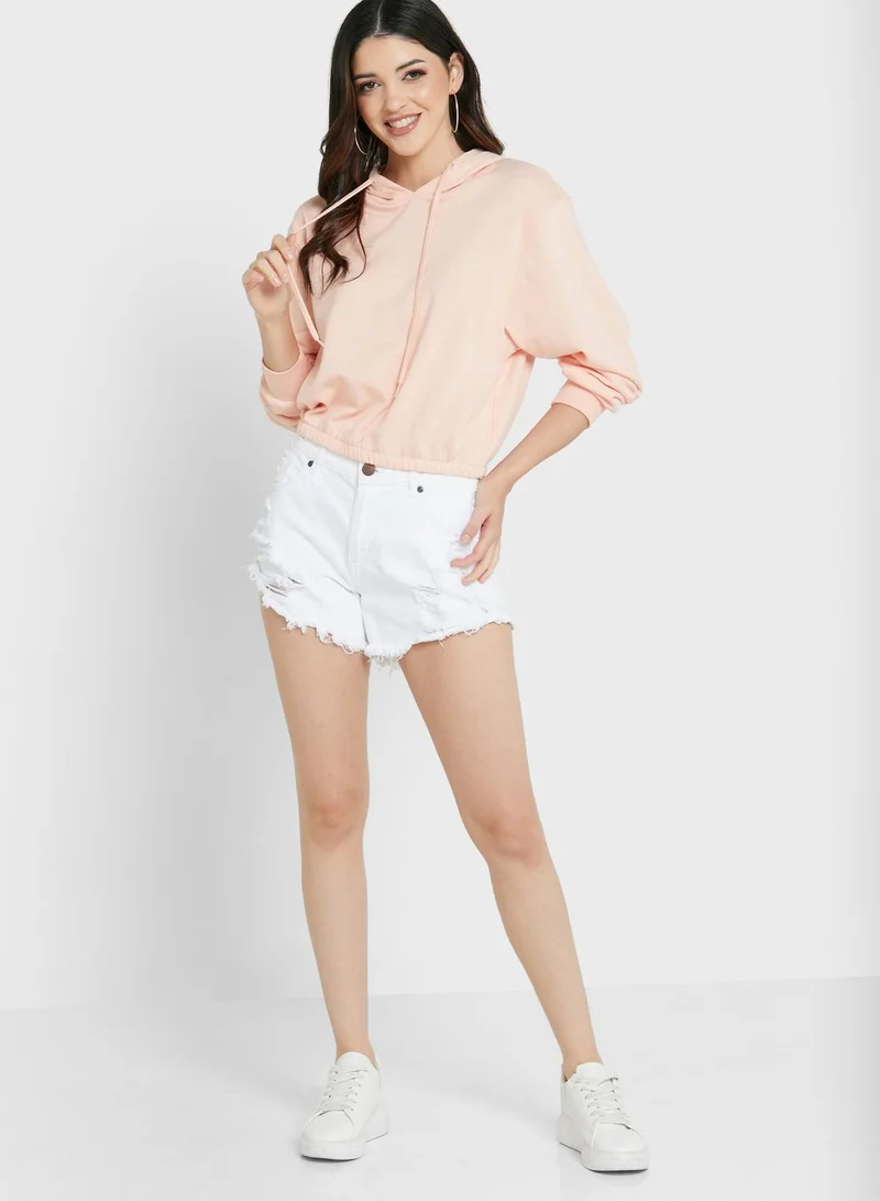 ONLY Drawstring Detail Knitted Hoodie