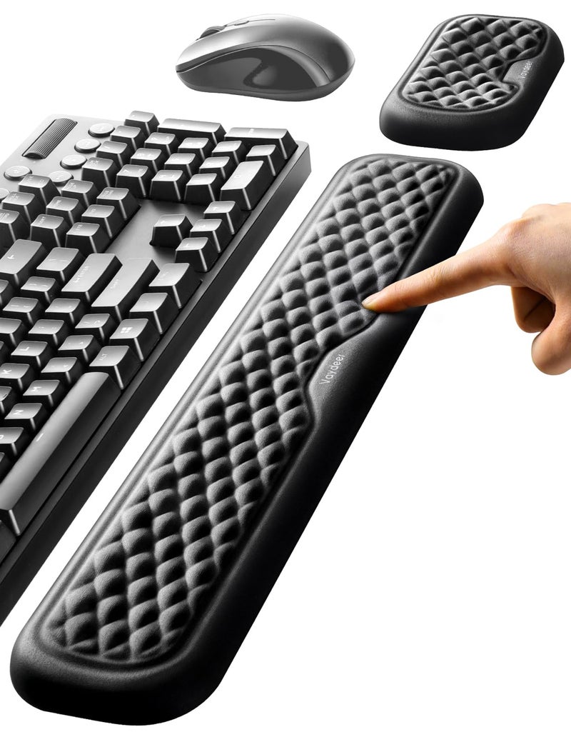 Vaydeer Wrist Rest for Keyboard and Mouse, Computer Ergonomic Wrist Support Pad, Soft Memory Foam Arm Cushion for Desk, Palm Hand Office Laptop Typing - Image 1