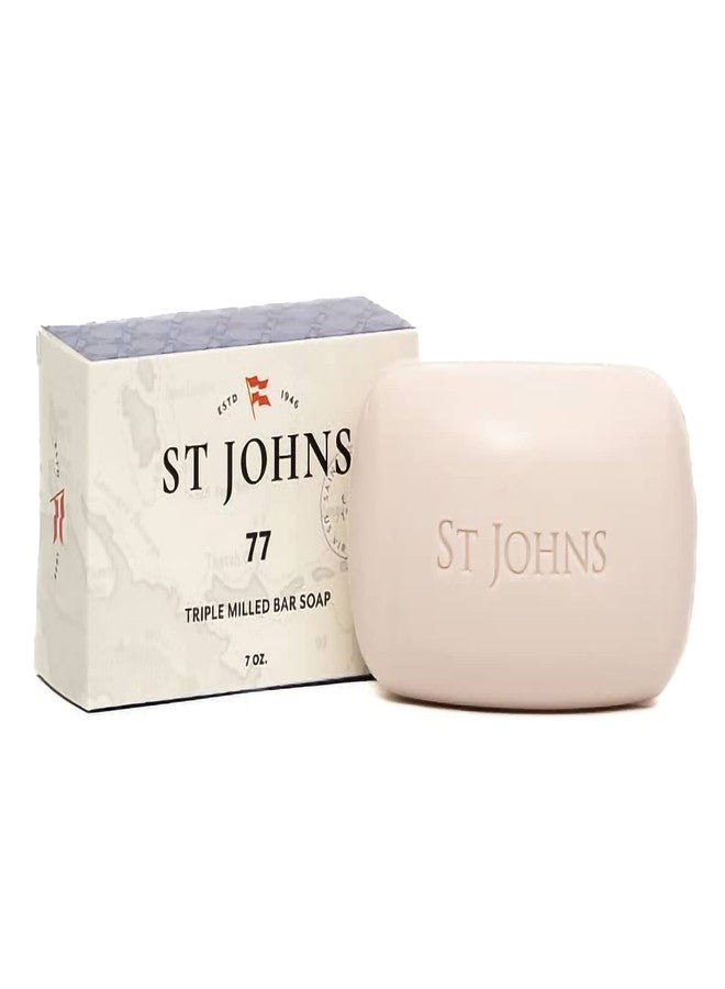 St. John No. 77 Luxury Soap Bar for Men by St Johns. 3X Triple Mille Bath, Body, Shower Soap Bar. 7 Oz Premium Creamy Scented Lather. Best smelling, selling soap bar for guys. Olive Oil, Glycerine, Vitamin E. - Image 1