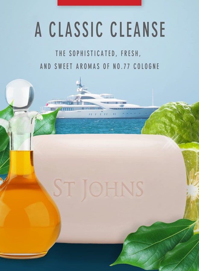 St. John No. 77 Luxury Soap Bar for Men by St Johns. 3X Triple Mille Bath, Body, Shower Soap Bar. 7 Oz Premium Creamy Scented Lather. Best smelling, selling soap bar for guys. Olive Oil, Glycerine, Vitamin E. - Image 4