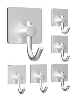 MIXDE Self Adhesive Hooks,Heavy Duty Stick On Wall and Door Hooks for Hanging,Bathroom Towel Hooks and Kitchen Hallway Sticky Stainless Hooks,Coat Hooks Robe Hook Wall Mounted, 6 Pack (Black)  - Image 1