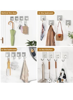 MIXDE Self Adhesive Hooks,Heavy Duty Stick On Wall and Door Hooks for Hanging,Bathroom Towel Hooks and Kitchen Hallway Sticky Stainless Hooks,Coat Hooks Robe Hook Wall Mounted, 6 Pack (Black)  - Image 2