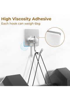 MIXDE Self Adhesive Hooks,Heavy Duty Stick On Wall and Door Hooks for Hanging,Bathroom Towel Hooks and Kitchen Hallway Sticky Stainless Hooks,Coat Hooks Robe Hook Wall Mounted, 6 Pack (Black)  - Image 3