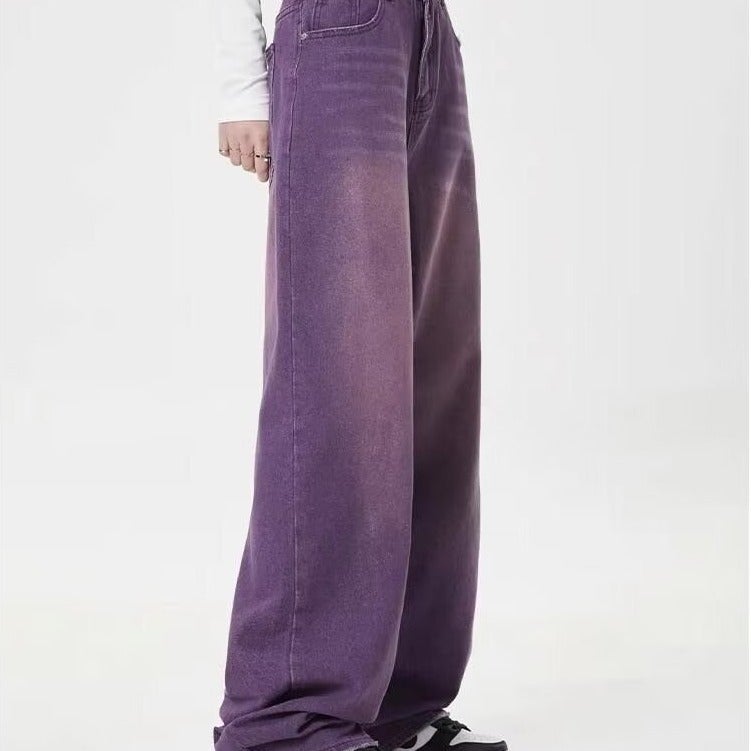 American Purple Wide Leg Jeans Style Low Waist Loose Drape Straight-Leg Floor-Mopping Pants - Image 2
