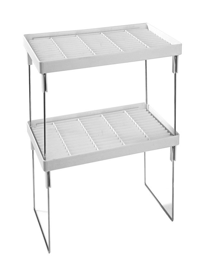 Disha Abs Plastic Folding Rack, 15.5X9.5X7.2, 2-Piece, White And Silver - Image 1