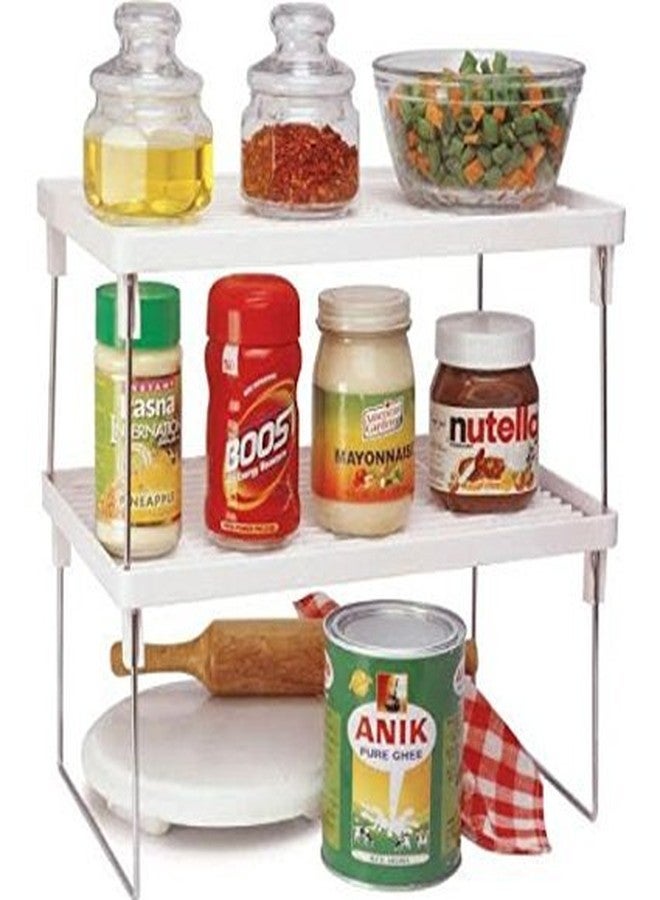 Disha Abs Plastic Folding Rack, 15.5X9.5X7.2, 2-Piece, White And Silver - Image 4